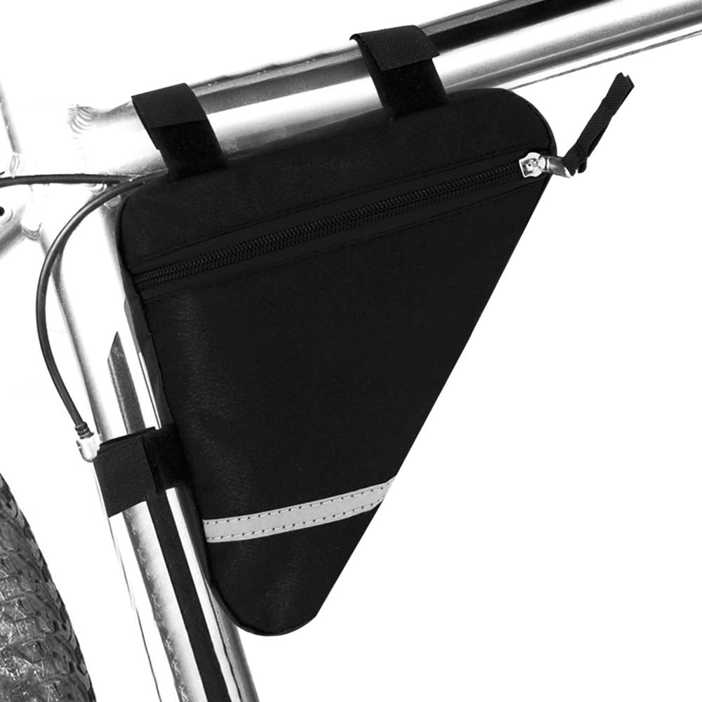 QitinDasen Fahrrad Dreiecktasche, wasserdichte Fahrrad Vorderrohr Rahmentasche, Doppelseitige Reflektierende Dekoration Macht Nachtfahrten Sicherer (Schwarz) von QitinDasen