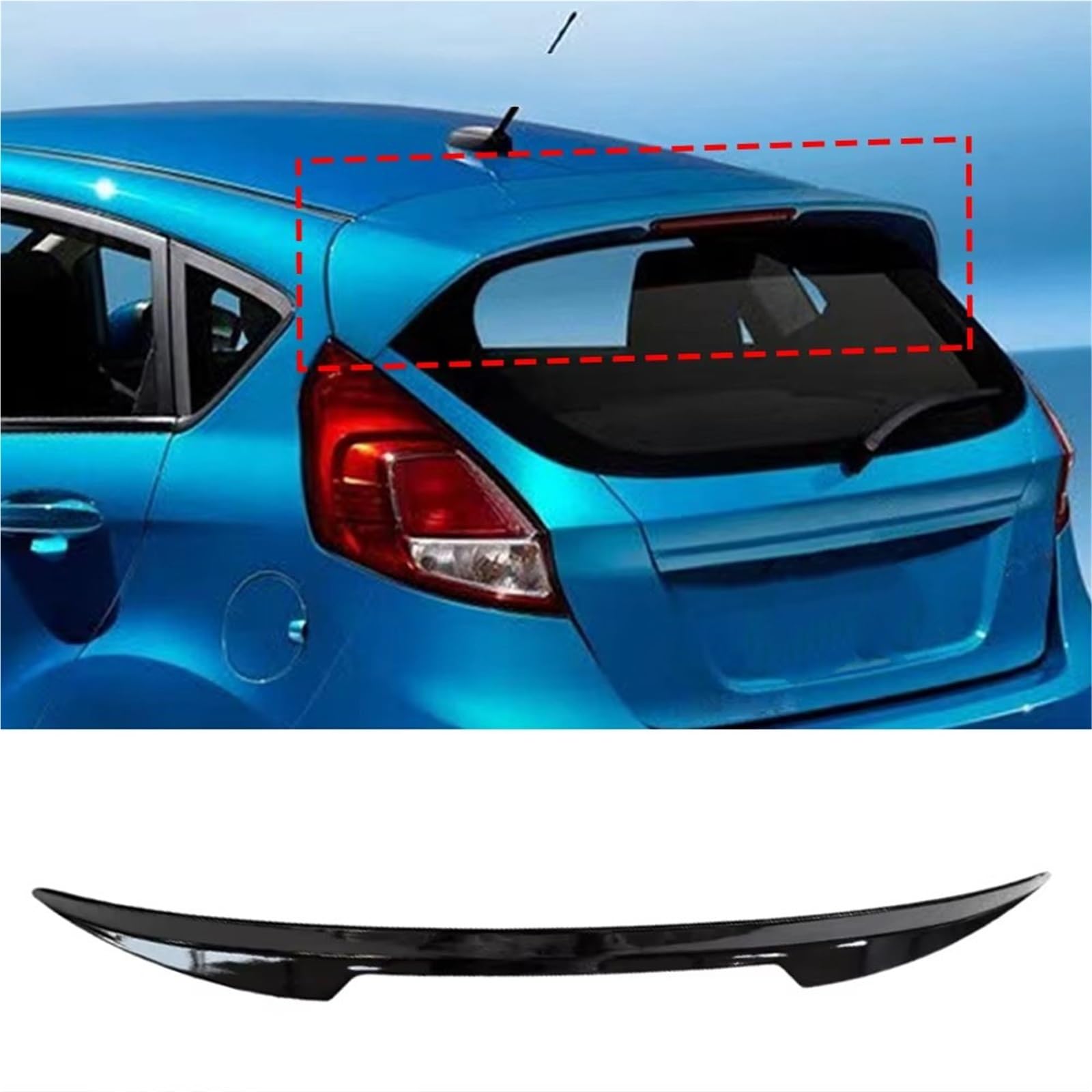 Auto Spoiler Wing 1 Stück Auto Hinten Dach Spoiler Fenster Flügel Splitter Trim Für Ford Fiesta ST-Linie MK6 MK6.5 MK7 Fließheck 2008-2017 Schwanz Spoiler Flügel(Standard Gloss Black) von Qjahxkf