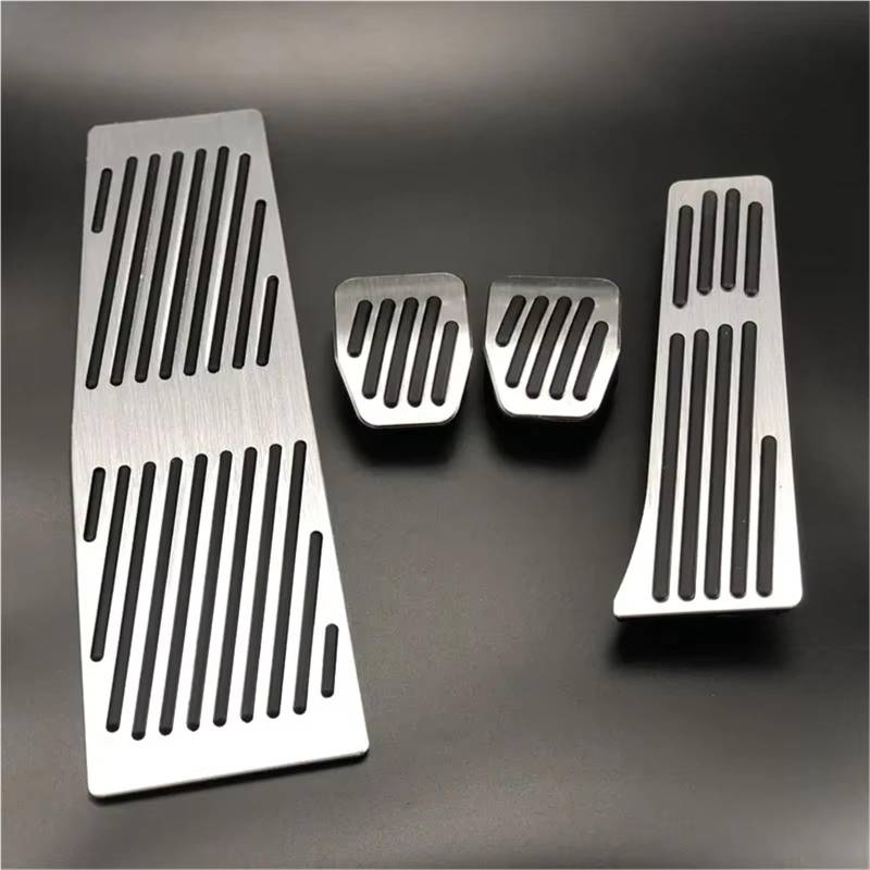 Pedalkappen Bremse Autozubehör für E60 E61 E63 E64 E70 für M5 M6 Gaspedal Bremse Fußstütze Pedal Pads Styling Gas Bremse Fußstütze(No Drill MT Silver) von Qjahxkf