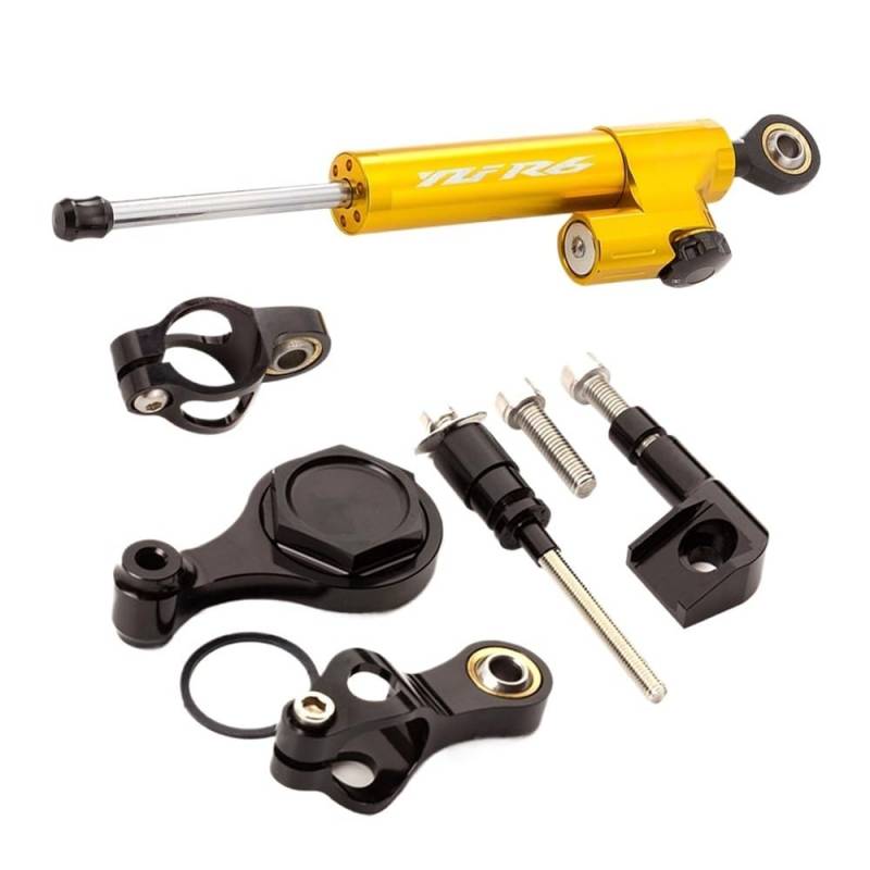 Motorrad Lenkungsdämpfer CNC-Einstellbarer Linearer Umgekehrter Lenkungsdämpfer Mit Halterungsunterstützung Für YZFR6 Für YZF R6 2006–2020 (2015 2016 2017 2018 2019 von QmeNa