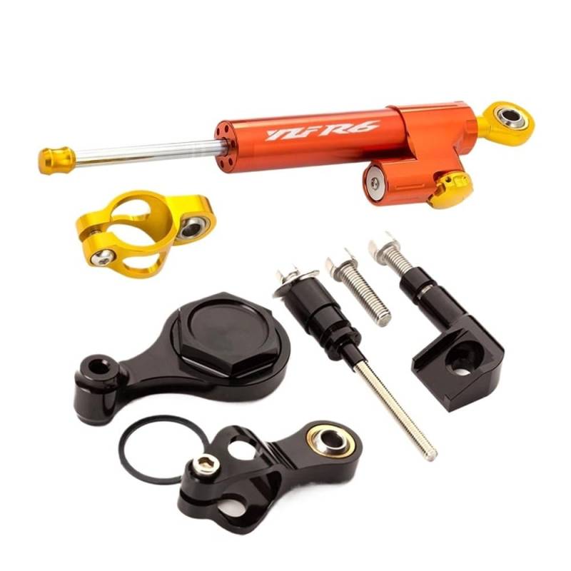 Motorrad Lenkungsdämpfer CNC-Einstellbarer Linearer Umgekehrter Lenkungsdämpfer Mit Halterungsunterstützung Für YZFR6 Für YZF R6 2006–2020 (2015 2016 2017 2018 2019 von QmeNa