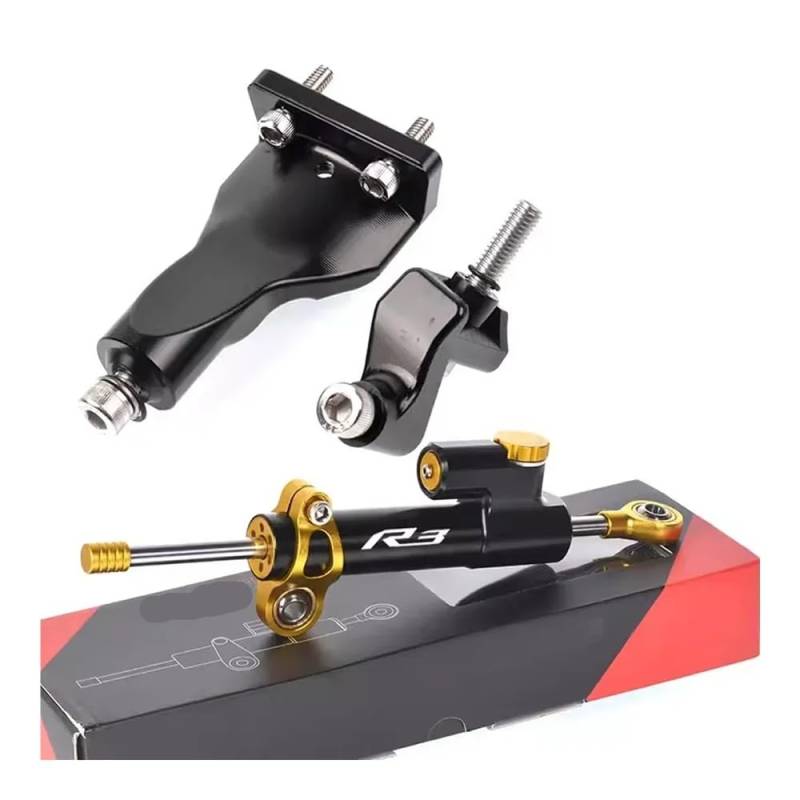 Motorrad Lenkungsdämpfer Motorrad-Front-End-Lenkungsdämpfer-Basisstabilisator-Lenkungsstoß-Montagehalterungs-Unterstützungskit Für R25 R3 2021-2024 von QmeNa