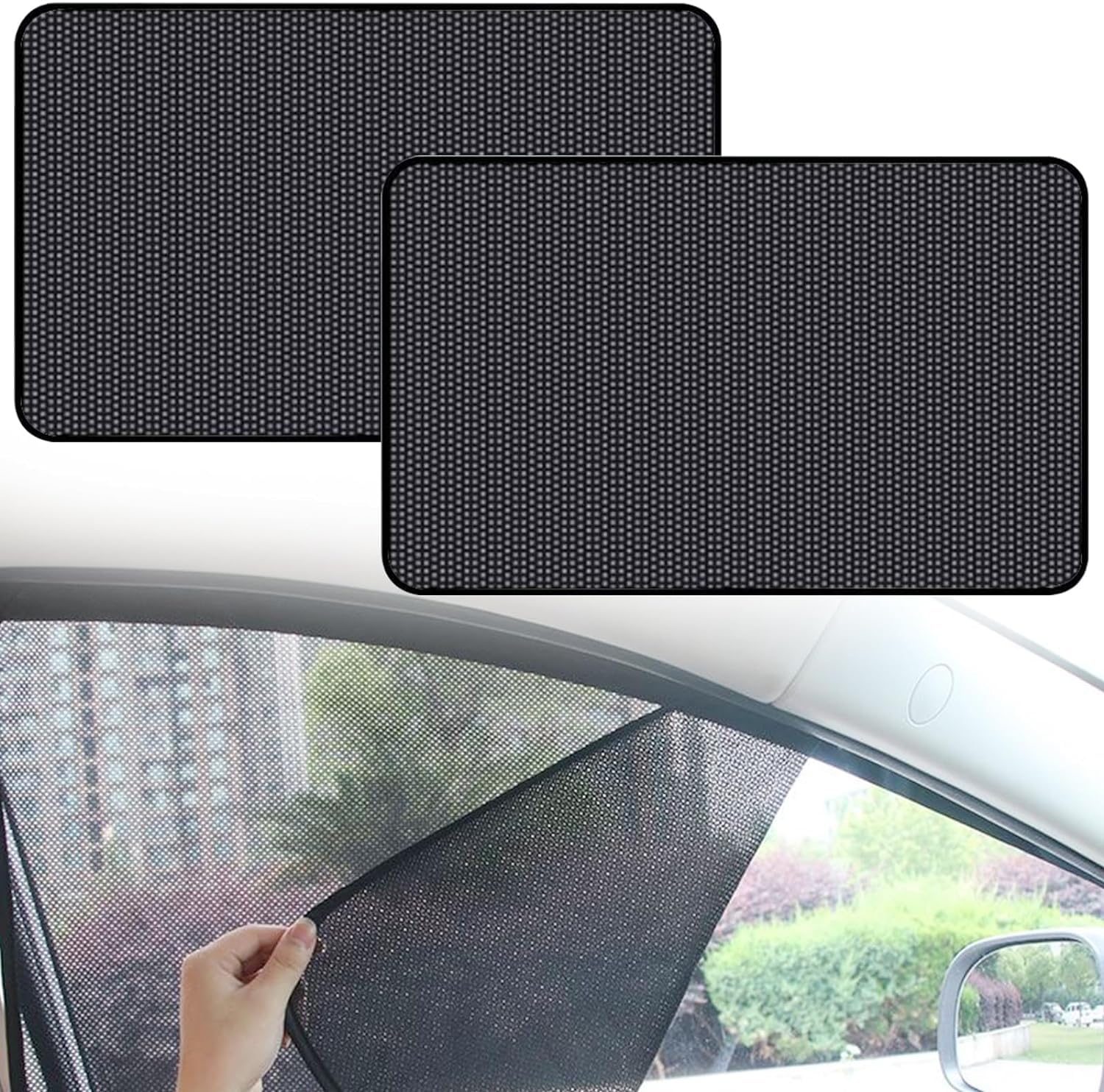 Sonnenschutz fürs Auto Vorhang 2 Stück, Sonnenschutz Magnetisch für UV-Schutz Hitzeschutz, Privatsphäre Auto Fenster Verdunkelung, Schwarz, von Qooloo