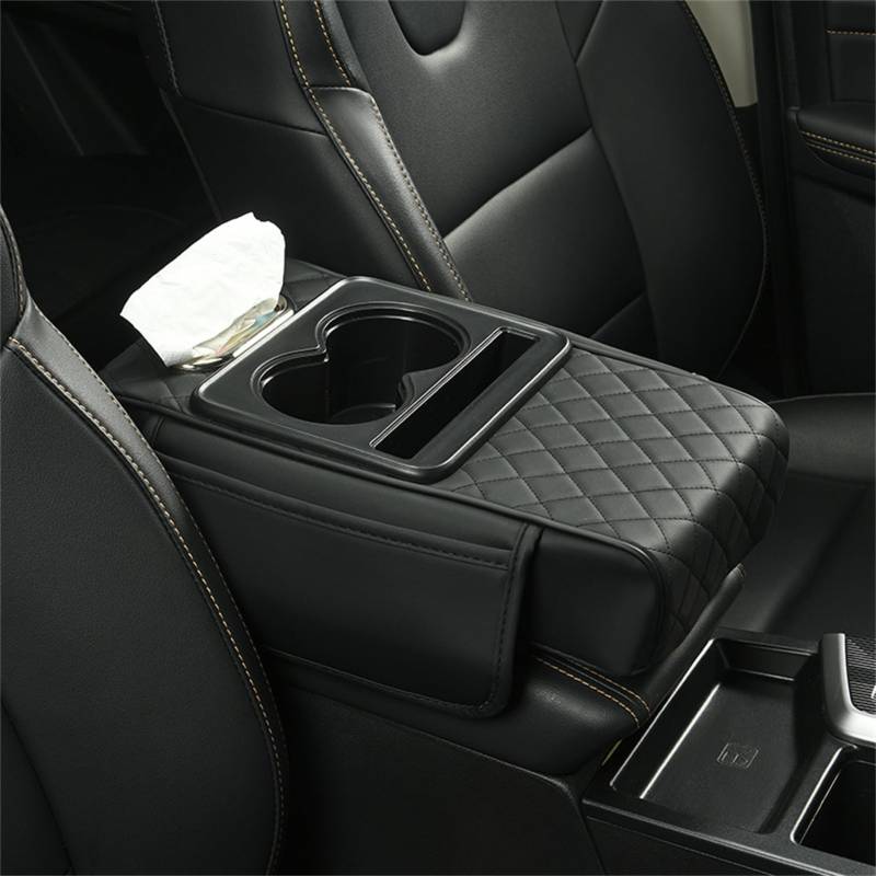 Onmentshop Multifunktionales Auto-Armlehnen-Kissen, Mittelkonsolen-Abdeckung, Auto Armlehne, 5-In-1-Mittelkonsolenabdeckung Fürs Auto für SUV, Wohnmobil, LKW (Schwarz) von Qosigote