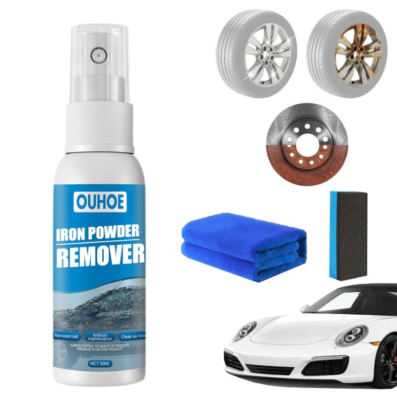 Ouhoe Rust Remover for Metal, Ouhoe Iron Powder Remover, Car Rust Removal Spray for Effective Maintenance, Multifunctional Paint Cleaner, Rust Converter Spray (30ml,1 Pcs) von Qosigote