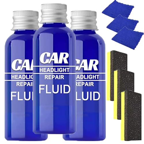 Qosigote Car Headlight Repair Fluid, Headlight Restorer Kit, Car Headlight Repair,Headlight Restoration Kit, Headlight Cleaner and Restorer Kit, Innovative Car Headlight Repair Fluid (50ml 3Set) von Qosigote