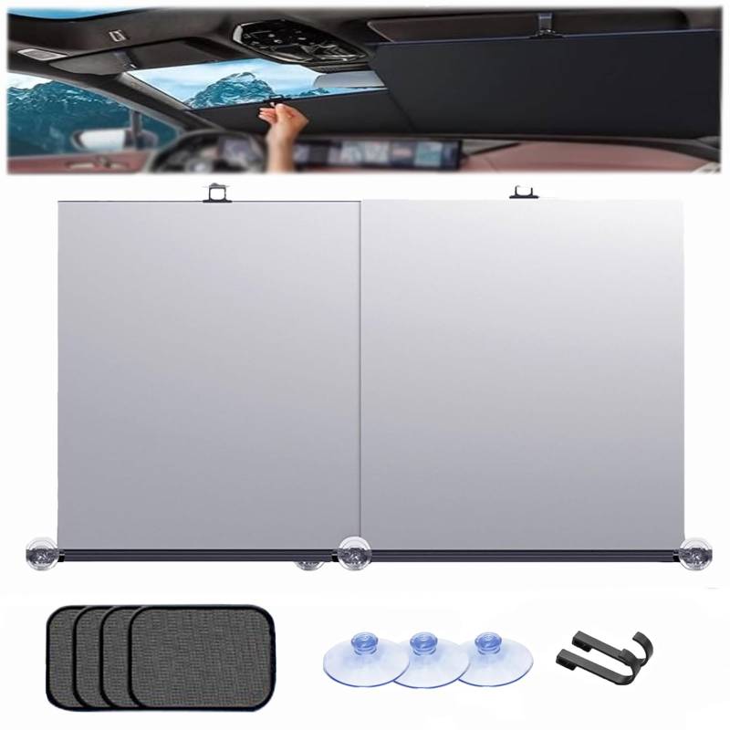 Automatic Retractable car Sunshade, UPF 50+ Automatic Retractable Sunshade for Car Windshield, Foldable Front Windshield Sunshade Curtain for UV and Heat Protection, Interior Keep Cool (1) von Qosneoun