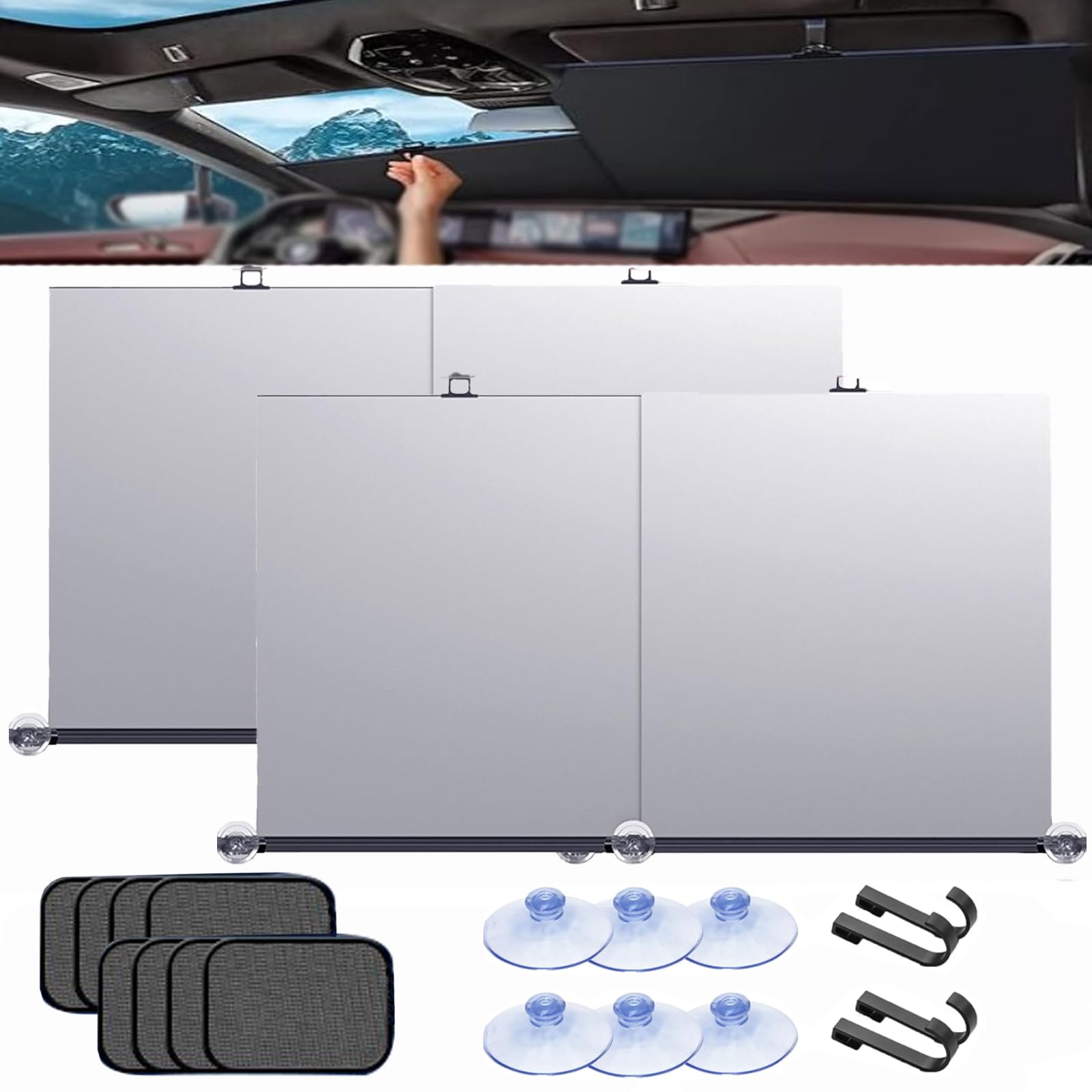 Automatic Retractable car Sunshade, UPF 50+ Automatic Retractable Sunshade for Car Windshield, Foldable Front Windshield Sunshade Curtain for UV and Heat Protection, Interior Keep Cool (2) von Qosneoun