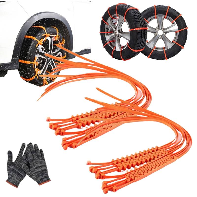 Qosneoun Auto Reifen Schneekette Anti Rutsch, Reusable Anti Snow Chains of Car, Anti-Skid Zip Tire Chain, Snow Chains for Car Tires, Zip-Tie Emergency Snow Tire Chains for Most Cars (20) von Qosneoun