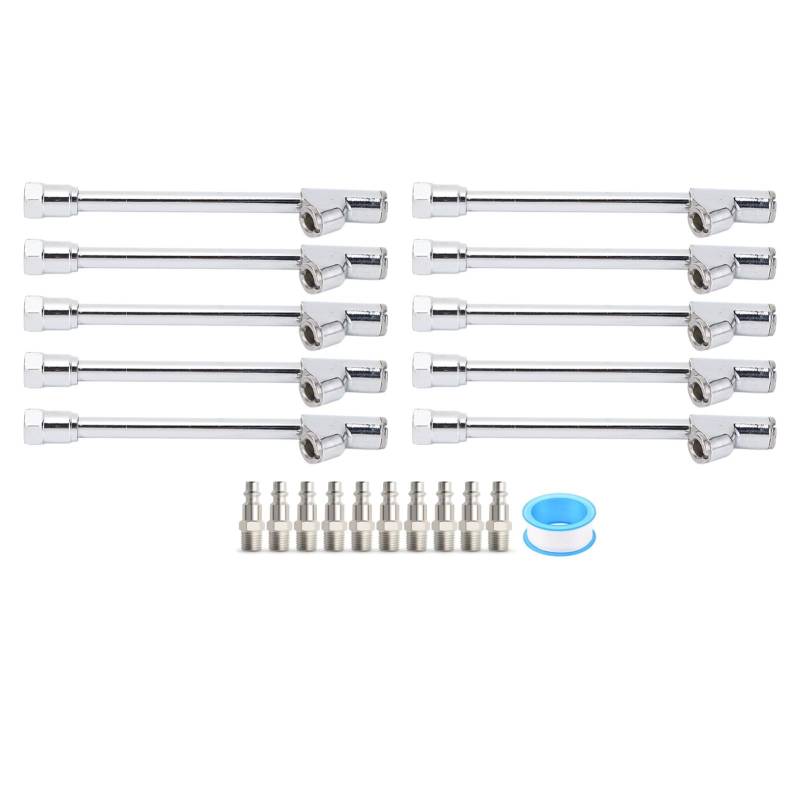 Qotolite Dual Head Air Chuck Set Quick Stecker 1/4 Zoll Fnpt Reifen -Inflation Chuck Silber von Qotolite