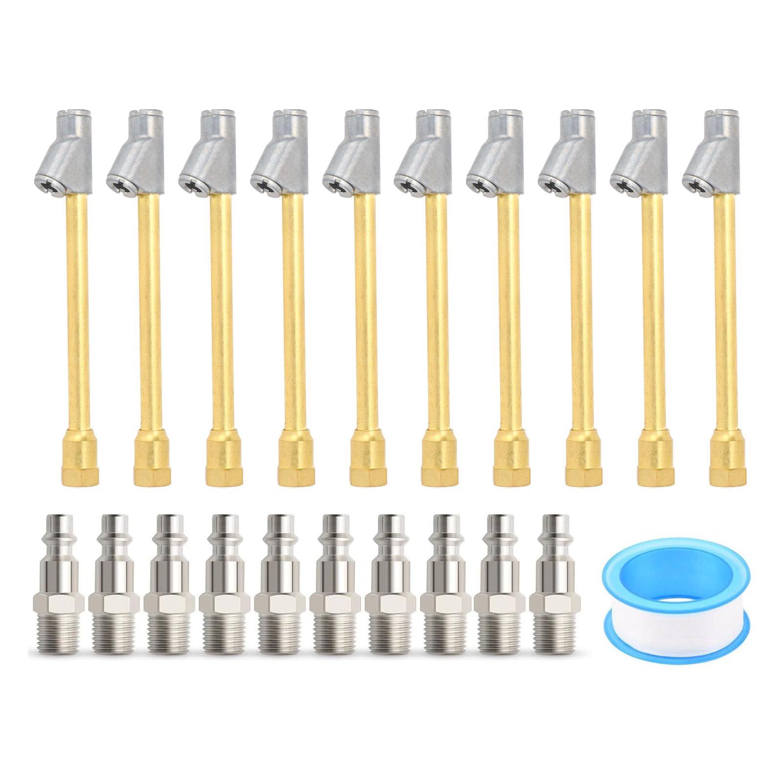 Qotolith 10 Set Dual Head Air Chuck 1/4in NPT 2 Wege Anschluss verlängertes Lufthärte mit Schnellstopfen für Motorrad Qotolith 10 Set Dual Head Air Chuck 1/4in NPT 2 Wege Anschluss verlängertes Lufthärte mit Schnellstopfen für Motorrad von Qotolite