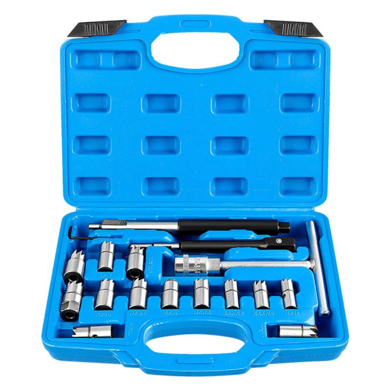 Qotolith 17 -teiliges Injektor -Sitzschneider -Kit, Genauigkeitsreamer, Hochleistungsstahlkonstruktion für Mechanik und DIY -Motorreparatur von Qotolite