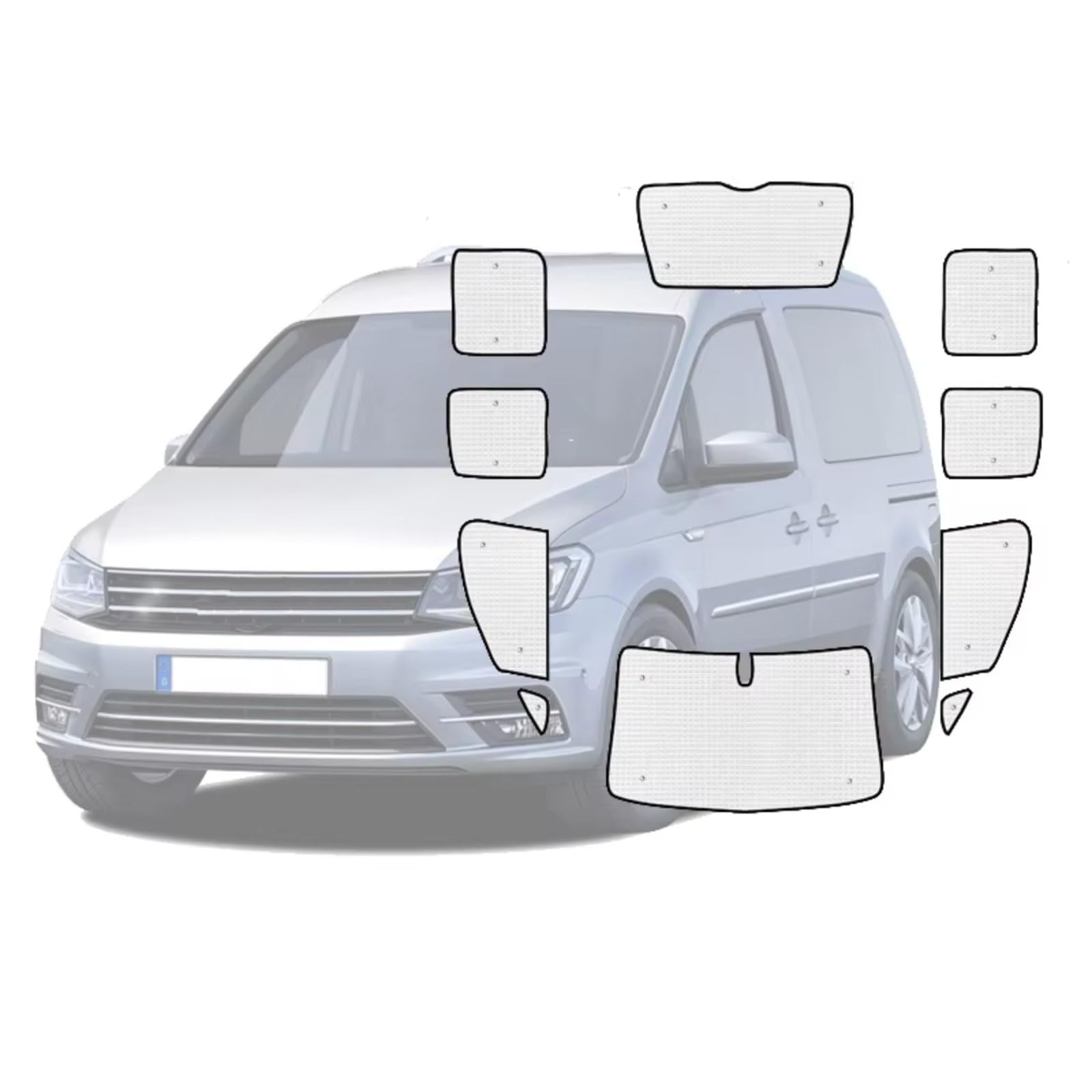 Frontscheibenabdeckung Für VW Für Caddy Mk2 Für Maxi 2003~2019 Vollständige Abdeckung Sonnenschirme Auto Windschutzscheibe Visier Sonnenschutz Auto(All Windows 1) von Qsnfda