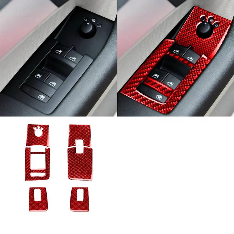 Innenzubehör Für A3 S3 8P 2006 2007 Auto Fenster Heben Bedienfeld Abdeckung Trim Innen Aufkleber Zubehör Innenraum(Red LHD) von Qsnfda