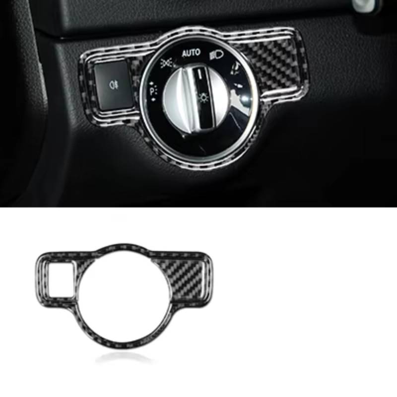 Innenzubehör Für Benz ABCEG Klasse Für CLA Für GLA Für GLE Für GLK GL Auto Carbon Faser Scheinwerfer Schalter Aufkleber Abdeckung trim Zubehör Innenraum(Type A) von Qsnfda