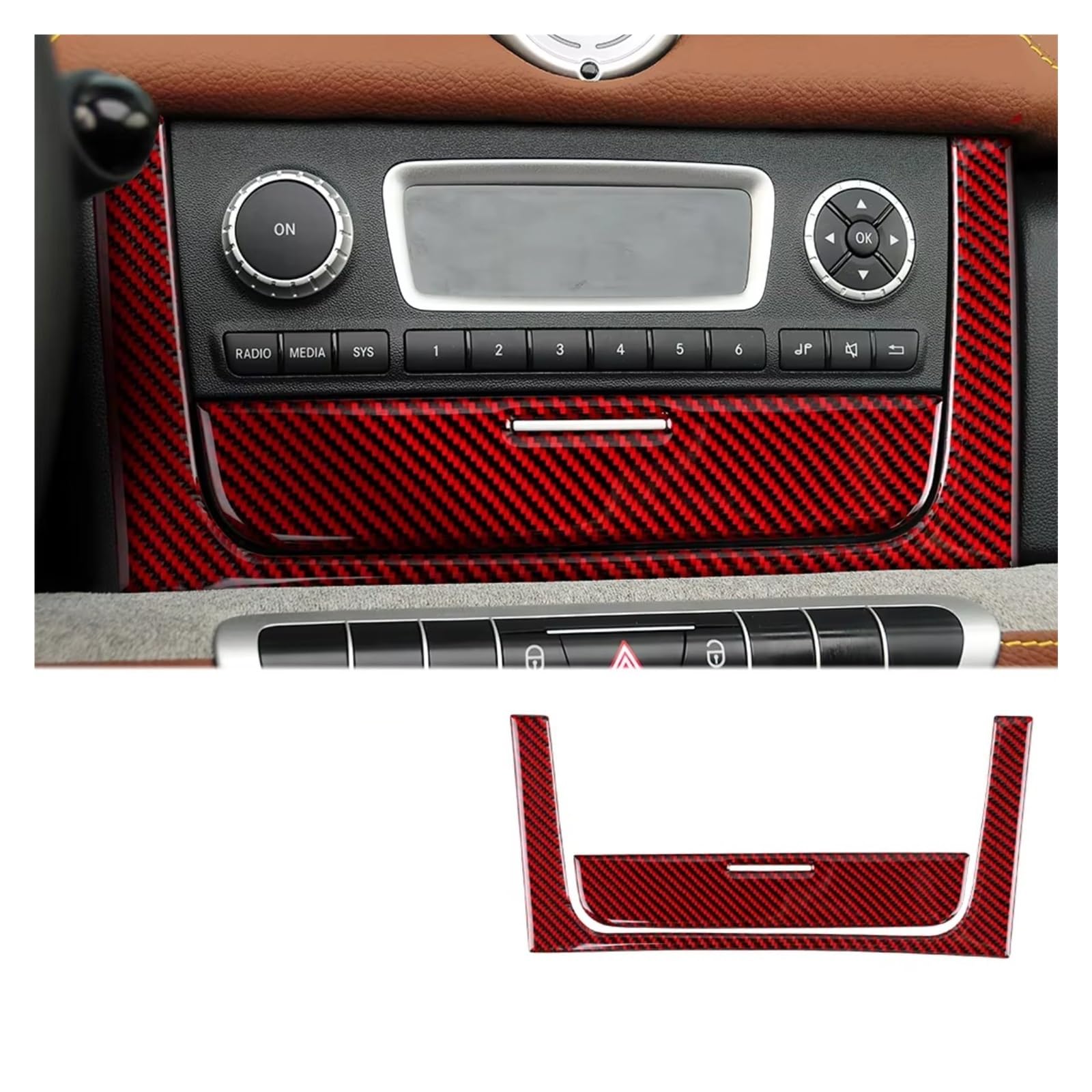 Innenzubehör Für Benz für Smart 451 für Fortwo 2011-2015 Car Center Console Panel Aufkleber Weiche Carbon Faser Zubehör Innenraum(Black Red C) von Qsnfda