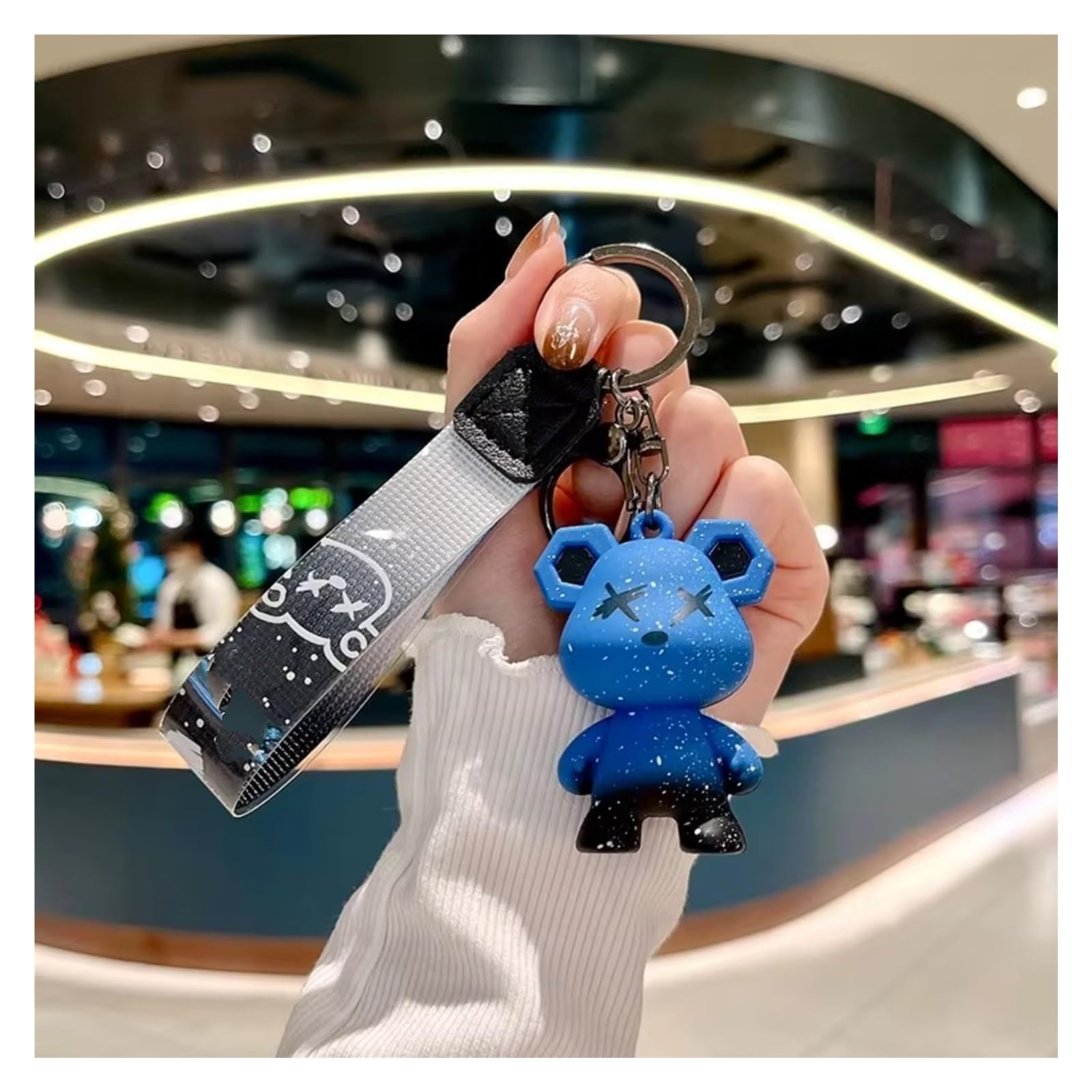 Innenzubehör Für Citroen Auto-Schlüsselanhänger, Autoschlüssel-Hülle Zubehör Innenraum(Blue bear keychain) von Qsnfda
