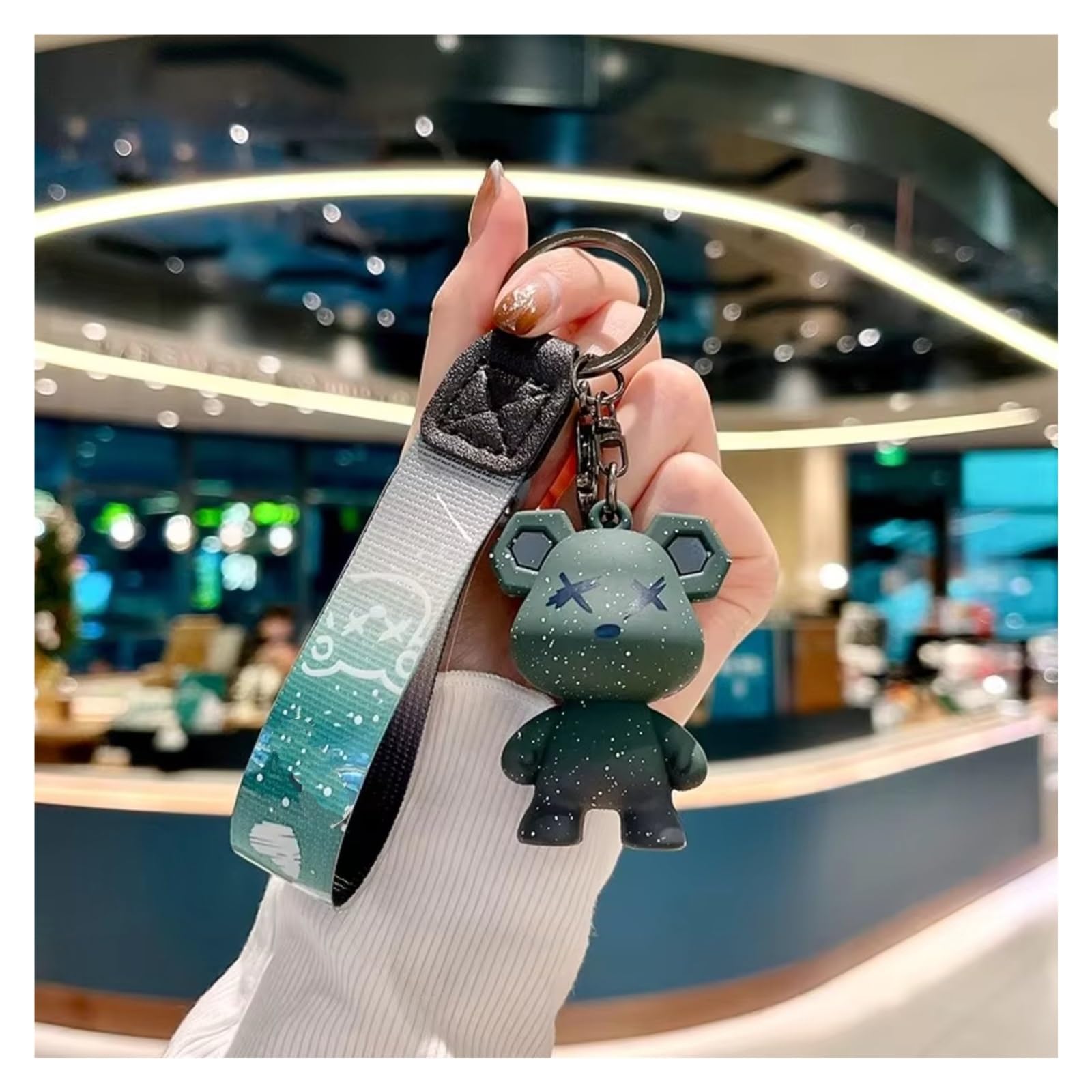 Innenzubehör Für Citroen Auto-Schlüsselanhänger, Autoschlüssel-Hülle Zubehör Innenraum(Green bear keychain) von Qsnfda