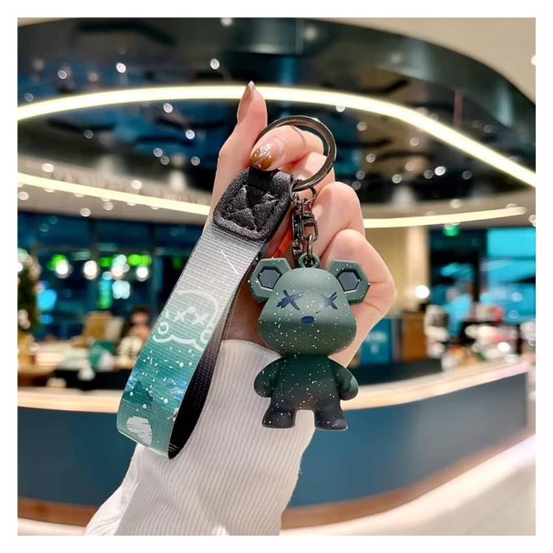 Innenzubehör Für Citroen Auto-Schlüsselanhänger, Autoschlüssel-Hülle Zubehör Innenraum(Green bear keychain) von Qsnfda