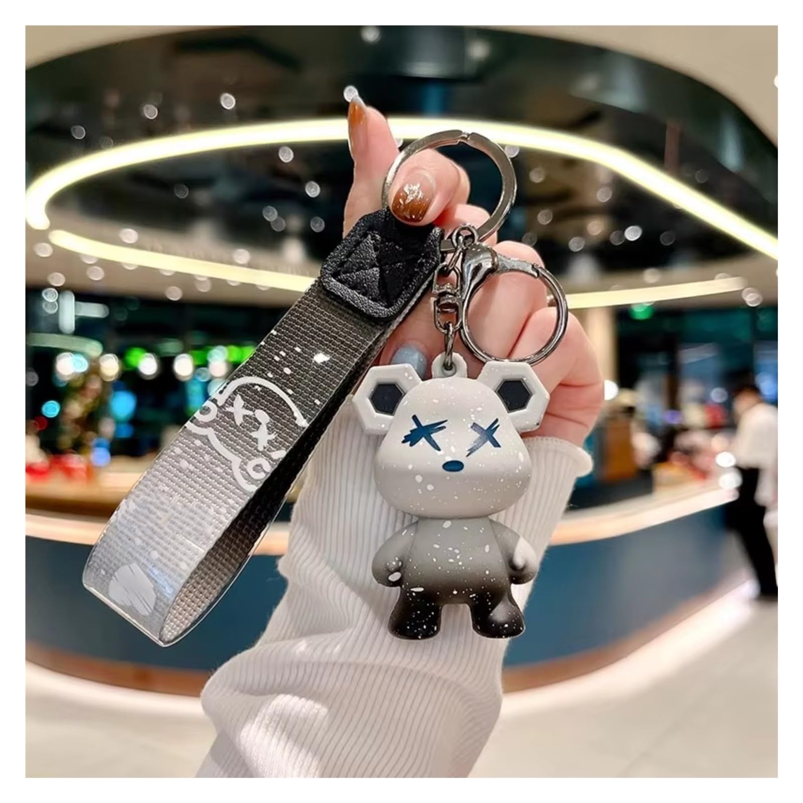 Innenzubehör Für Citroen Auto-Schlüsselanhänger, Autoschlüssel-Hülle Zubehör Innenraum(Grey bear keychain) von Qsnfda