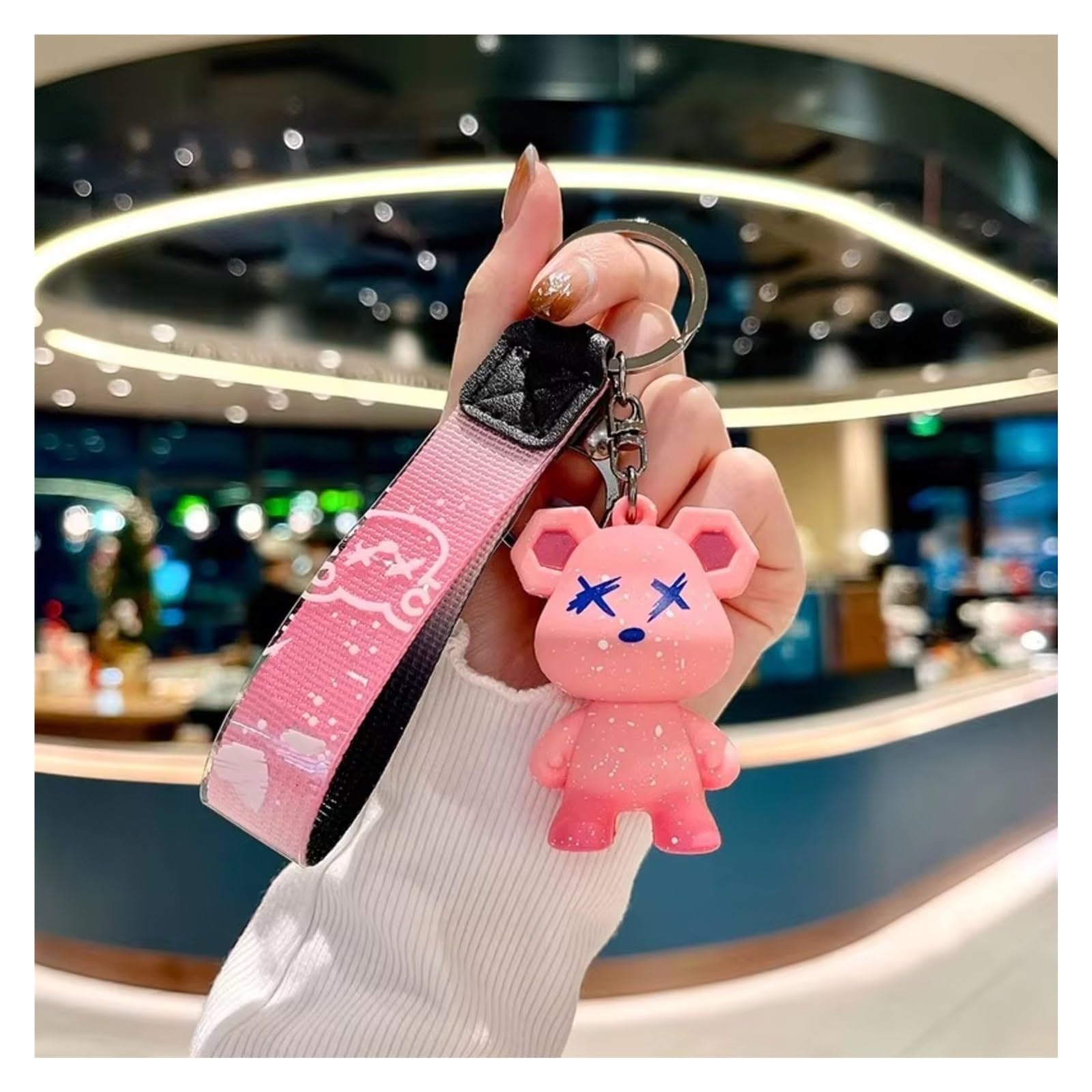 Innenzubehör Für Citroen Auto-Schlüsselanhänger, Autoschlüssel-Hülle Zubehör Innenraum(Pink bear keychain) von Qsnfda