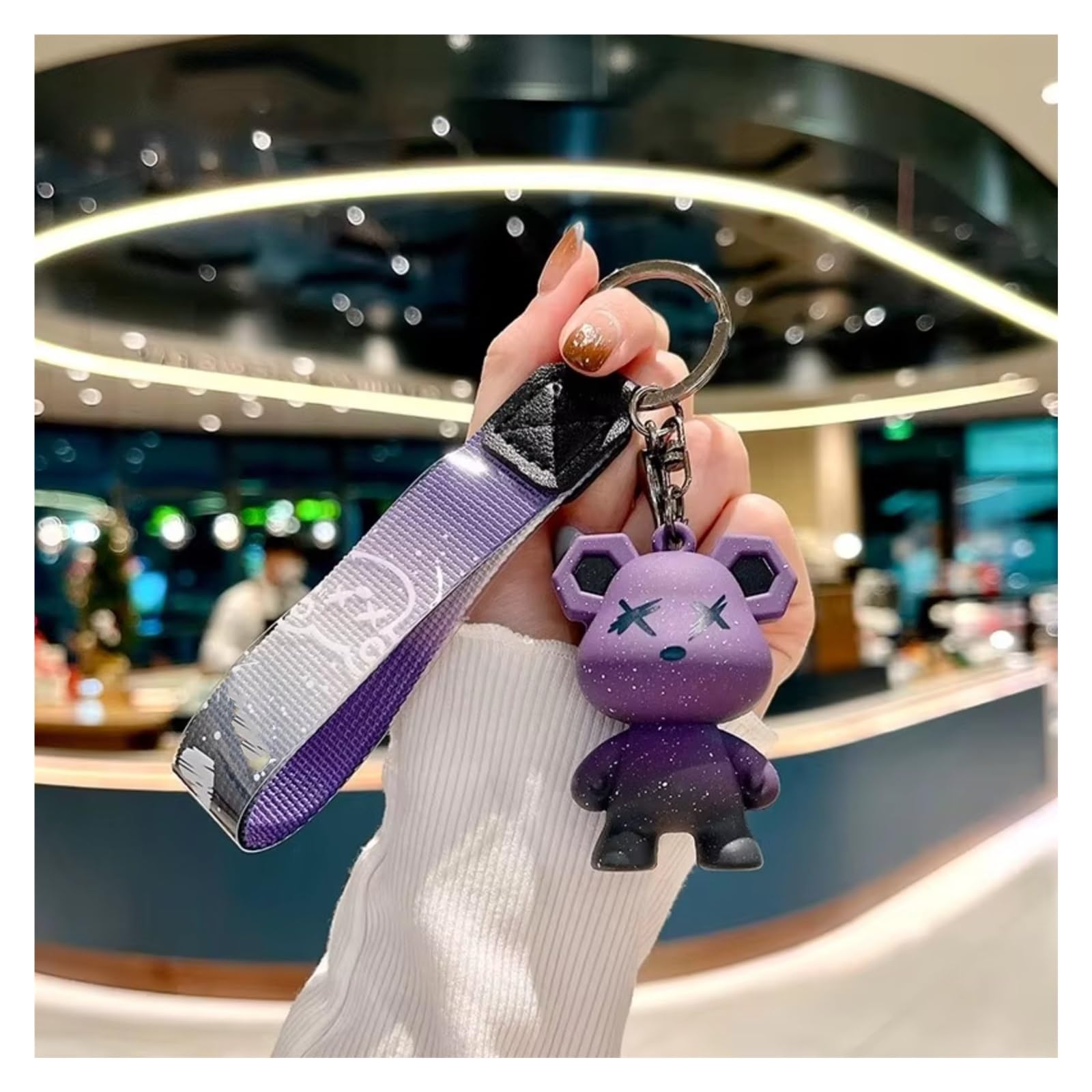 Innenzubehör Für Citroen Auto-Schlüsselanhänger, Autoschlüssel-Hülle Zubehör Innenraum(Purple bear keychain) von Qsnfda
