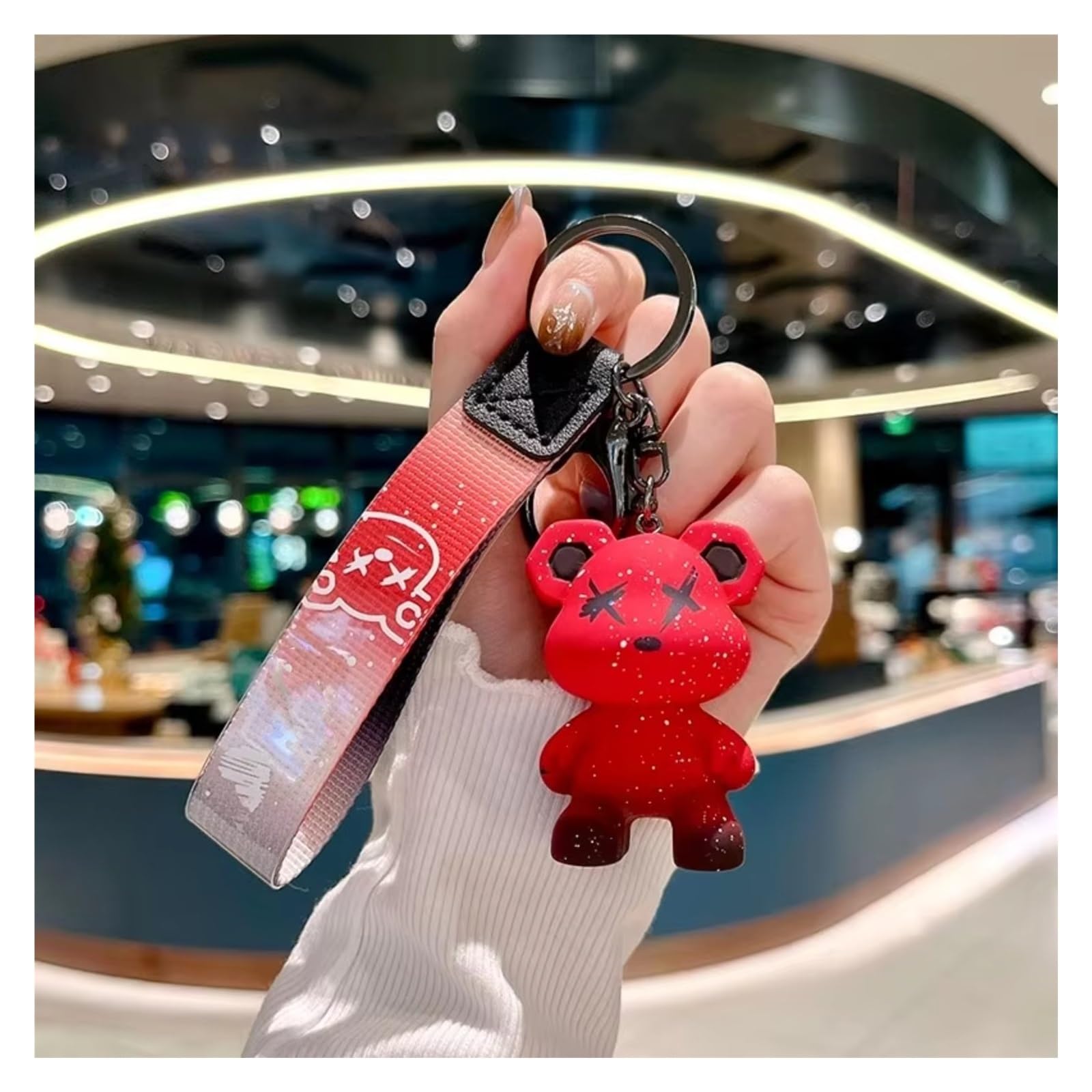 Innenzubehör Für Citroen Auto-Schlüsselanhänger, Autoschlüssel-Hülle Zubehör Innenraum(Red bear keychain) von Qsnfda
