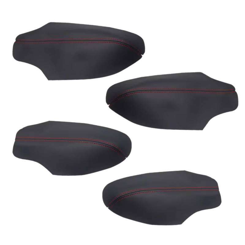 Innenzubehör Für Civic 11th Gen 2021 2022 Auto Mikrofaser Leder Innen Tür Griff Armlehne Panels Abdeckung Schutz Trim Zubehör Innenraum(Armrest Black-red) von Qsnfda