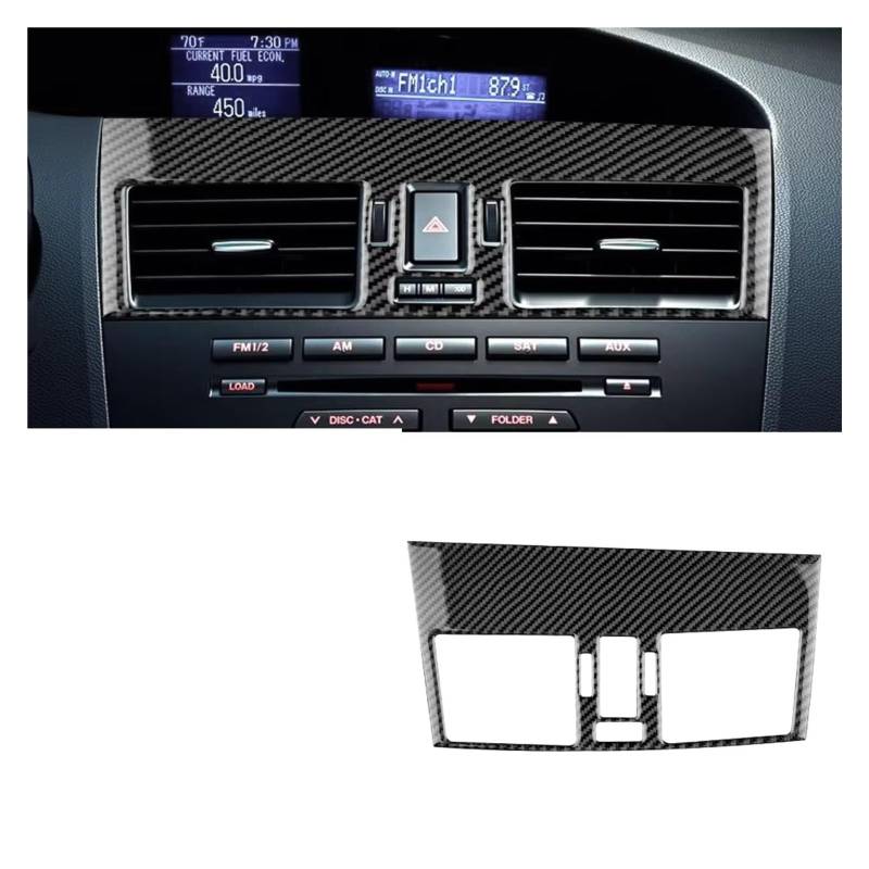 Innenzubehör Für Mazda 3 2010-2013 Innenausstattung Auto Carbon Faser Auto Dashboard Center Air Vent Outlet Rahmen Aufkleber Zubehör Innenraum(Black Carbon) von Qsnfda
