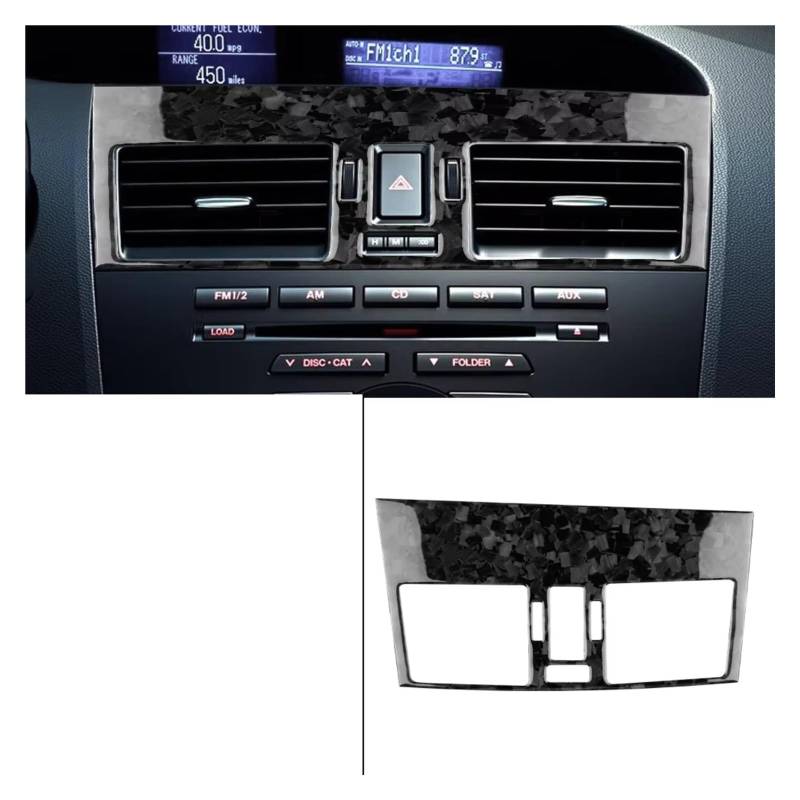 Innenzubehör Für Mazda 3 2010-2013 Innenausstattung Auto Carbon Faser Auto Dashboard Center Air Vent Outlet Rahmen Aufkleber Zubehör Innenraum(Forged Carbon) von Qsnfda