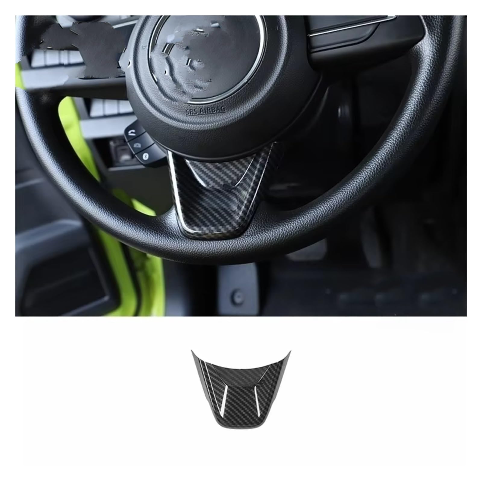 Innenzubehör Für Suzuki für Jimny 2019-2024 Up Zubehör Korn Auto Innen Dekoration Abdeckung Trim Zubehör Innenraum(Steering wheel trim1) von Qsnfda