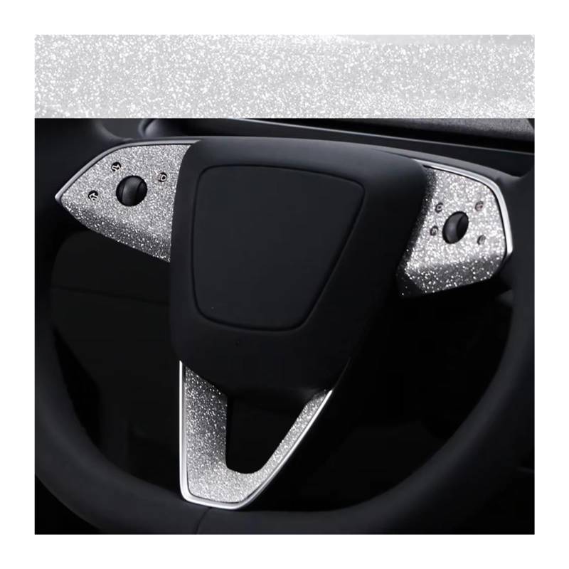 Innenzubehör Für Tesla Für Modell 3 Für Highland 2024 Trim Auto Innen Glanz Diamant TPU Lenkräder Aufkleber Zubehör Innenraum(Steering Wheel) von Qsnfda