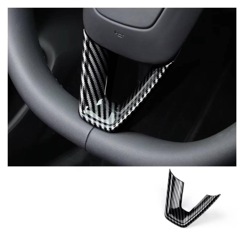 Innenzubehör Für Tesla Für Modell 3 Für Highland 2024 Trim Neue Model3 Auto Innen ABS Carbon Fiber Lenkrad Rahmen Abdeckung Zubehör Innenraum(Wheel Bottom) von Qsnfda