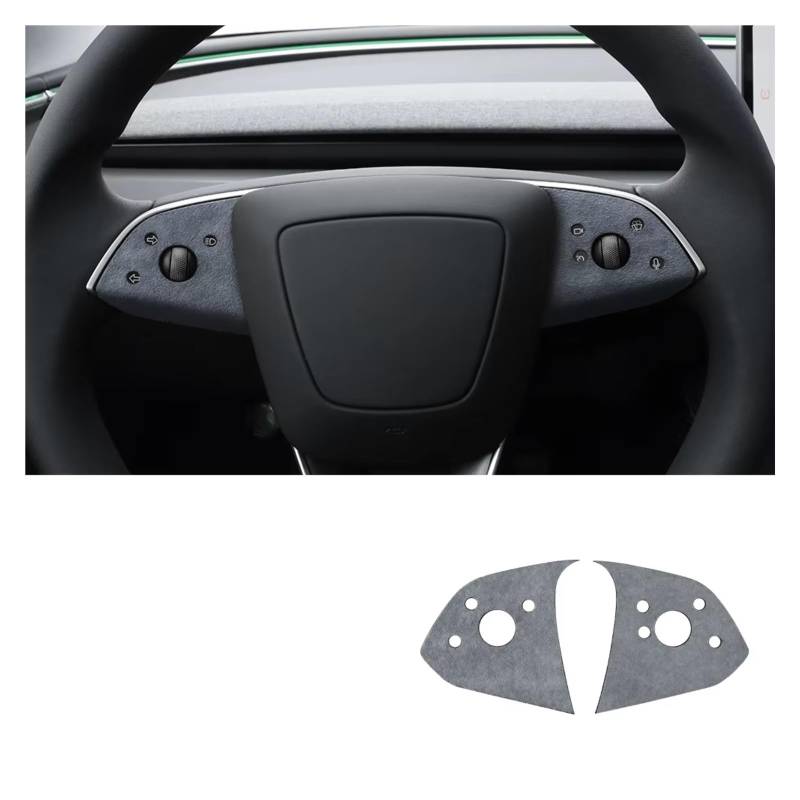 Innenzubehör Für Tesla für Modell 3 für Highland 2024-Up Dekor Abdeckung Auto Innen Wildleder Lenkrad Panel Trim Aufkleber Zubehör Innenraum(2938 A) von Qsnfda