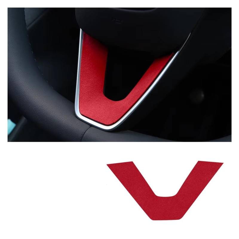 Innenzubehör Für Tesla für Modell 3 für Highland 2024-Up Dekor Abdeckung Auto Innen Wildleder Lenkrad Panel Trim Aufkleber Zubehör Innenraum(4996 B) von Qsnfda