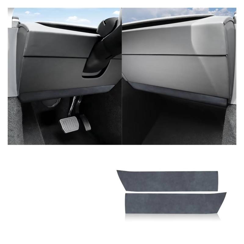 Innenzubehör Für Tesla für Modell 3 für Highland 2024-Up Dekor Auto Innen Wildleder Instrument Panel Trim Schutz Aufkleber Zubehör Innenraum(2938 Lower 2pcs) von Qsnfda