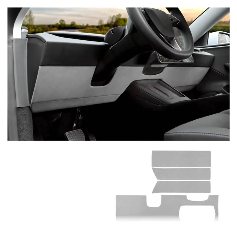 Innenzubehör Für Tesla für Modell 3 für Highland 2024-Up Dekor Auto Innen Wildleder Instrument Panel Trim Schutz Aufkleber Zubehör Innenraum(4978 One Set 4pcs) von Qsnfda