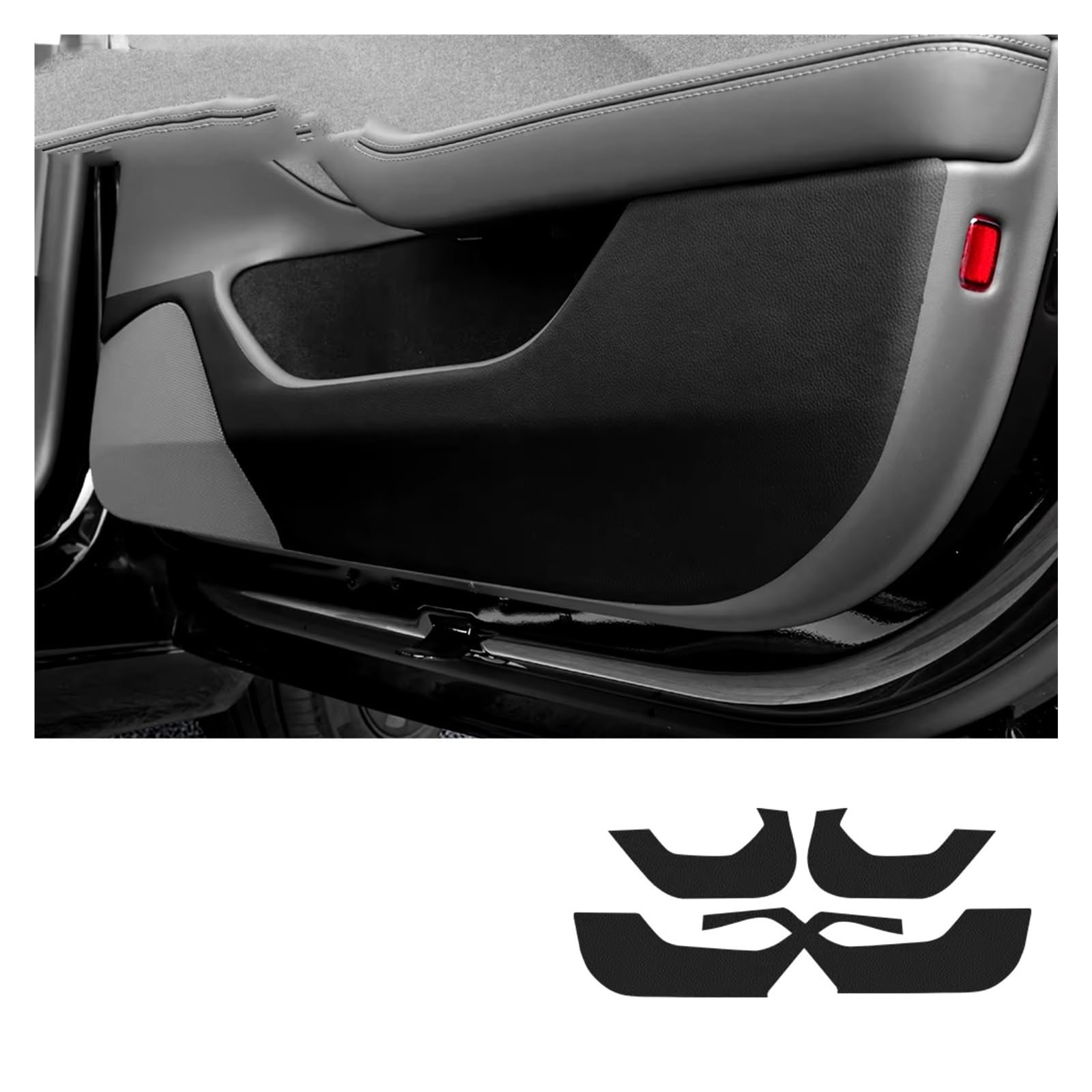 Innenzubehör Für Tesla für Modell 3 für Highland 2024-up Wildleder Leder Tür Anti-Kick Aufkleber Boden-Proof Matte kick Pad Auto Zubehör Zubehör Innenraum(Leather A) von Qsnfda