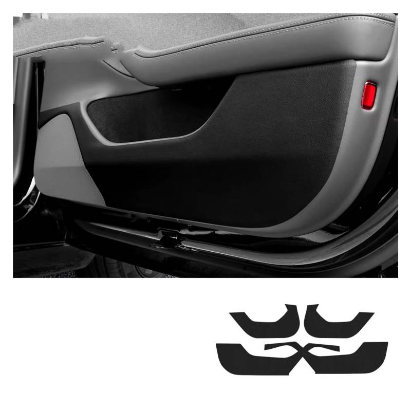 Innenzubehör Für Tesla für Modell 3 für Highland 2024-up Wildleder Leder Tür Anti-Kick Aufkleber Boden-Proof Matte kick Pad Auto Zubehör Zubehör Innenraum(Leather A) von Qsnfda