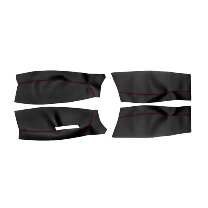 Innenzubehör Für VW Für POLO Fließheck/Limousine 2004-2011 Auto Tür Armlehne Panel Abdeckung Trim 4 stücke Tür Panel leder Abdeckung Zubehör Innenraum(Sedan Black-red) von Qsnfda