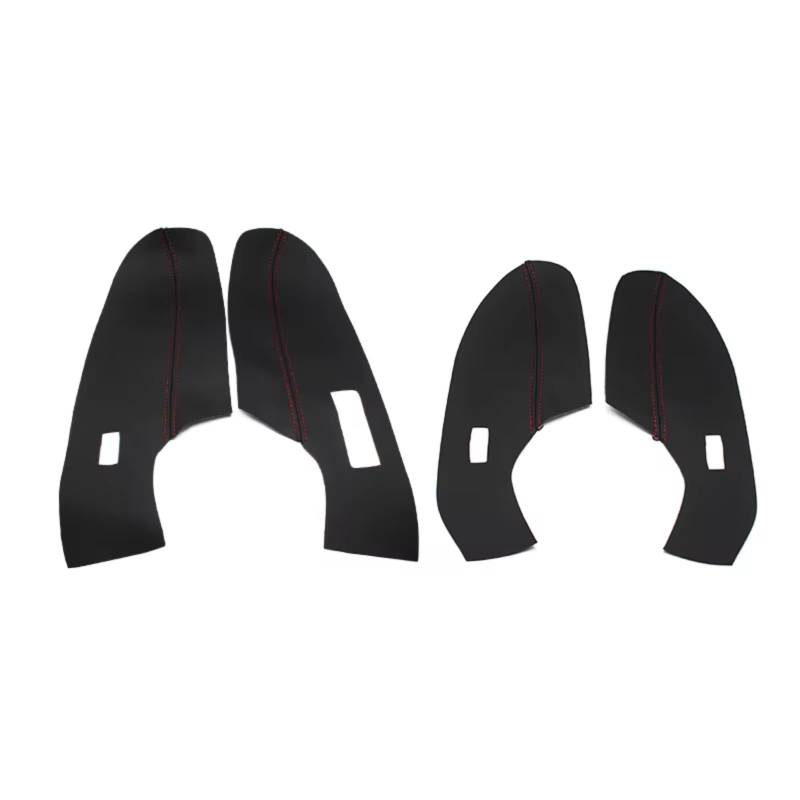 Innenzubehör Für VW Für Polo 2011-2016 Innentür Armlehne Panel Abdeckung Aufkleber Trim Nur Fließheck Leder Tür Panel Abdeckung Zubehör Innenraum(4pcs Black-red line) von Qsnfda