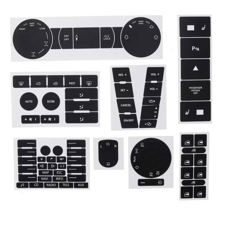 Innenzubehör Für VW für Touareg 04–09 8 Stück Auto-Instrumentenknopf-Aufkleber, Auto-Panel-Aufkleber, Auto-Armaturenbrett-Reparatur-Aufkleber Zubehör Innenraum von Qsnfda