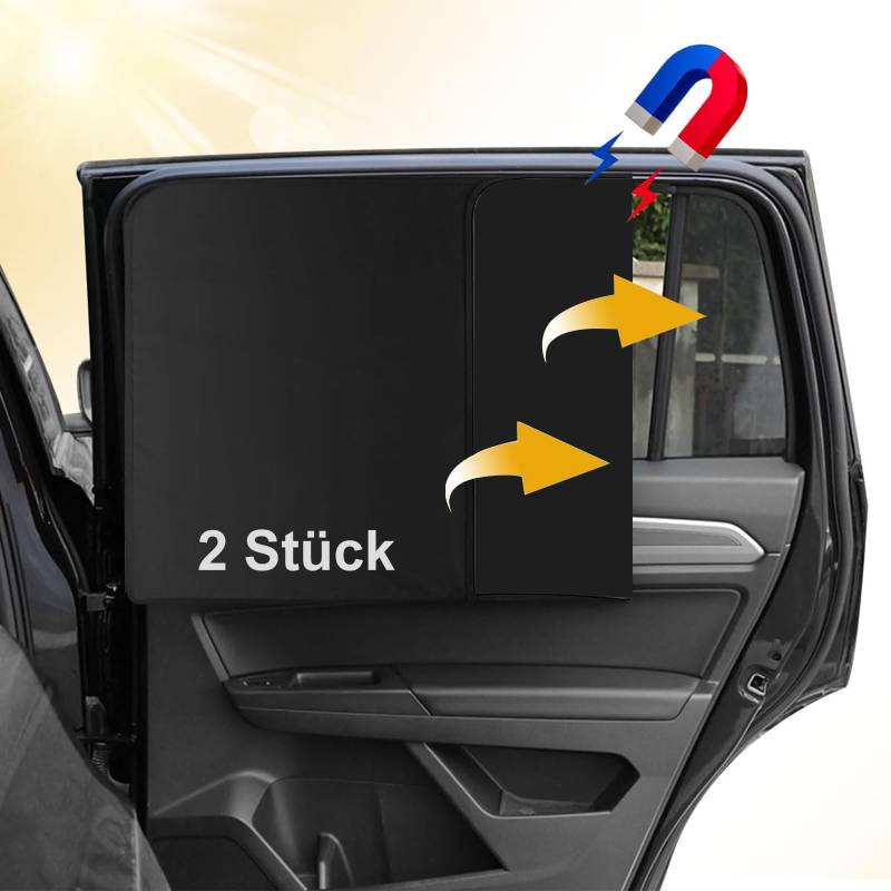 Sonnenschutz Auto Baby Vorhang Magnetisch, 2 Stück Reflektierende Hinten mit UV Schutz Sonnenschutz Auto Vorhang für Personenkraftwagen von QttvbTna