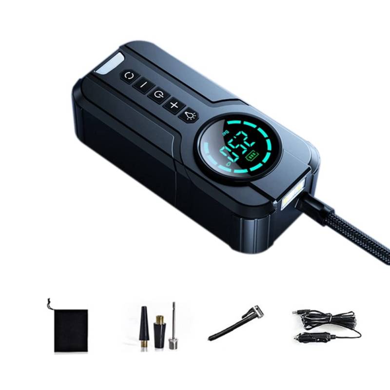 Quatavo Auto Tragbare Autopumpe ReifenfüLler Tragbare Aufblasbare Pumpe Auto Fahrrad Motorrad Mini Digitalanzeige Autopumpe von Quatavo