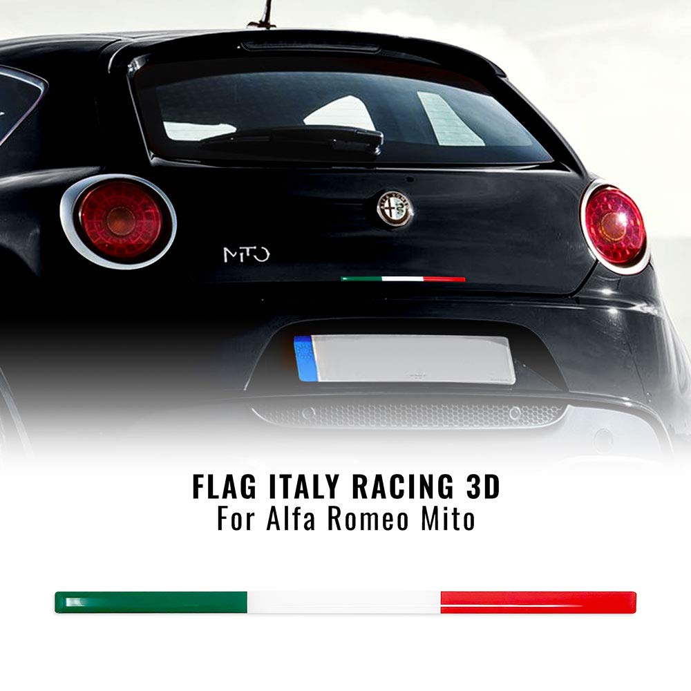 3D-Streifen-Aufkleber, Tricolore Italien, für Alfa Mito, hinten von Quattroerre