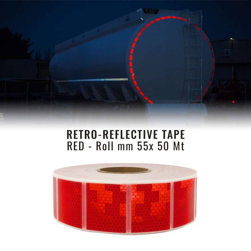 4R Quattroerre.it 3510 Reflektierende Bänder für Planen, von der ECE ONU 104 zugelassene, Rot, 55 mm x 50 mt von 4R Quattroerre.it