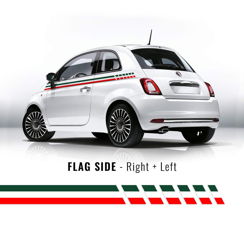Quattroerre Kit Fiancate Stripes Klebestreifen Fiat 500 Tricolore Italien von 4R Quattroerre.it