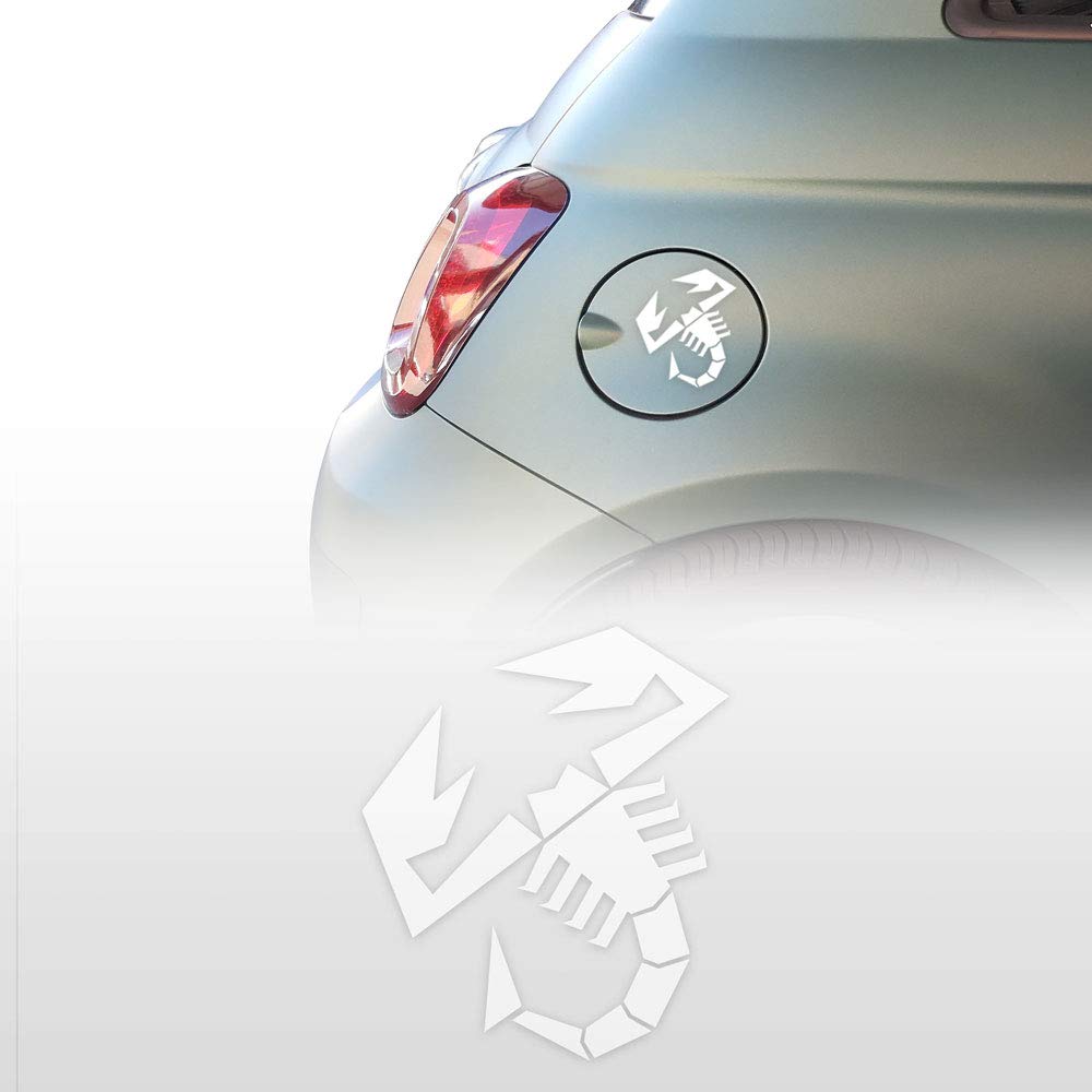 Quattroerre Offizieller Abarth Aufkleber für Tankdeckel Fiat 500 Abarth Skorpion 120 mm (weiß) von Quattroerre