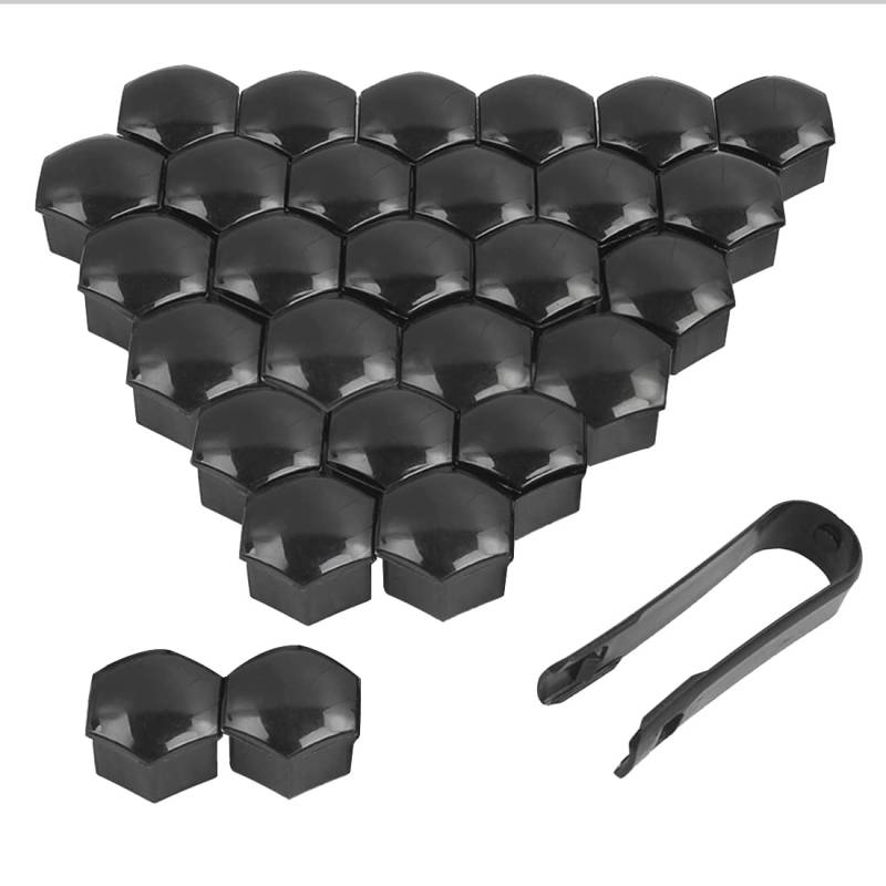 Quesuc 30pcs Universal 17mm Kunststoff Nut Abdeckkappe Schraube Auto Mutter Covers Bolt Radkappen mit Abziehhaken mit Entfernung Werkzeug Radschrauben Kappen Schraube Mutter Deckel Radmuttern von Quesuc