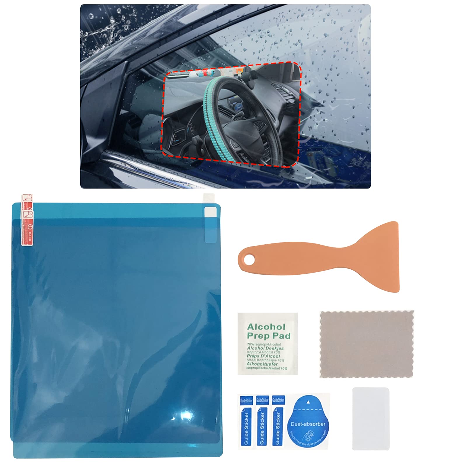Quesuc Auto Rückspiegelschutzfolie, 2er Pack Wasserdichte Regenschutz Rückspiegelfolie- und Fahrzeugmodelle - Geeignet für alle Automobil von Quesuc